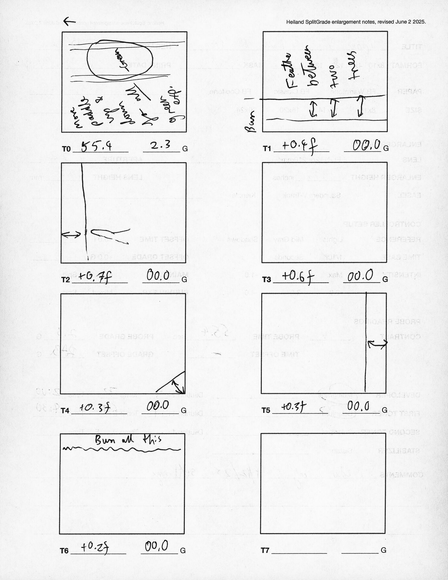 Printing notes (rear)